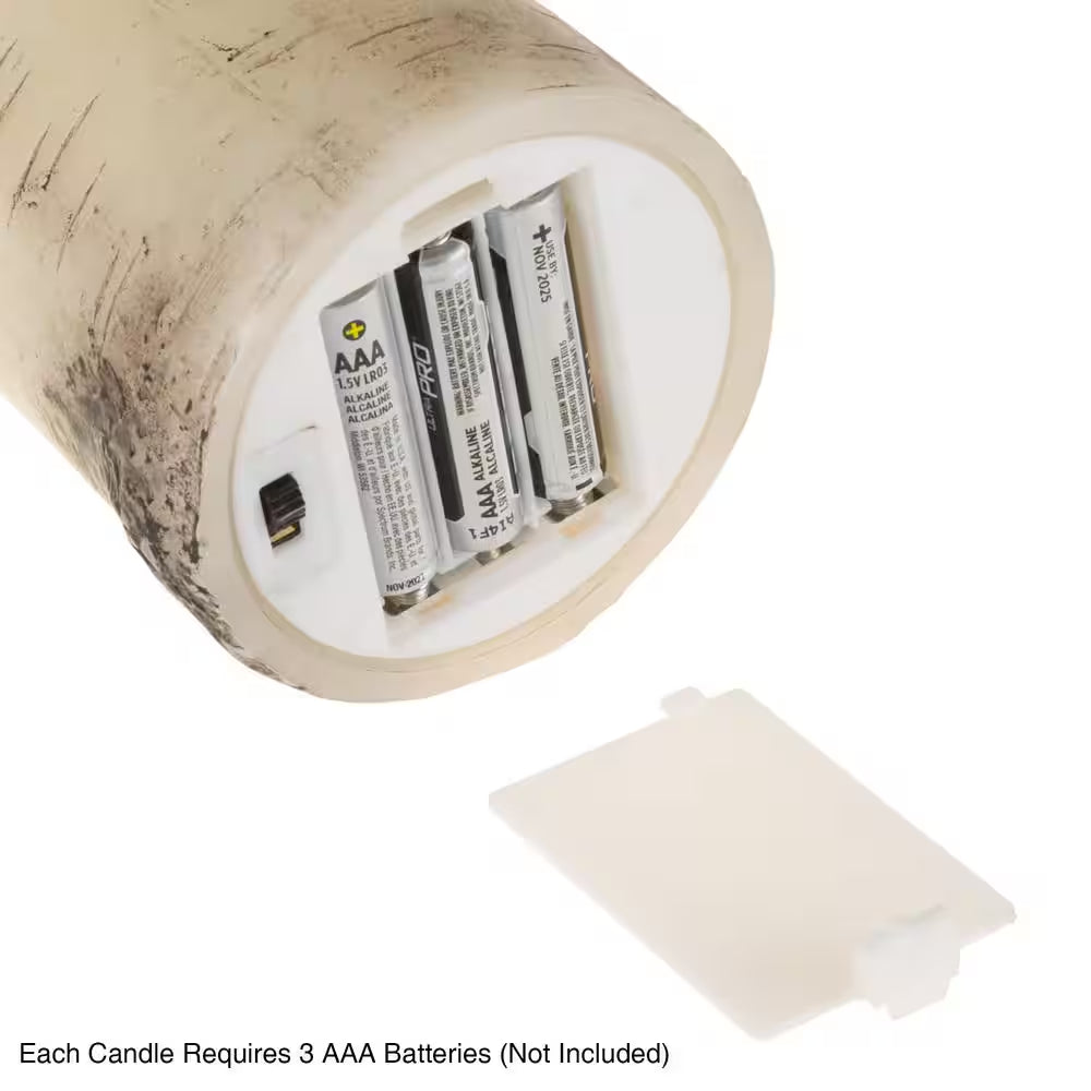 Cream Flameless Birch Bark Candle Set