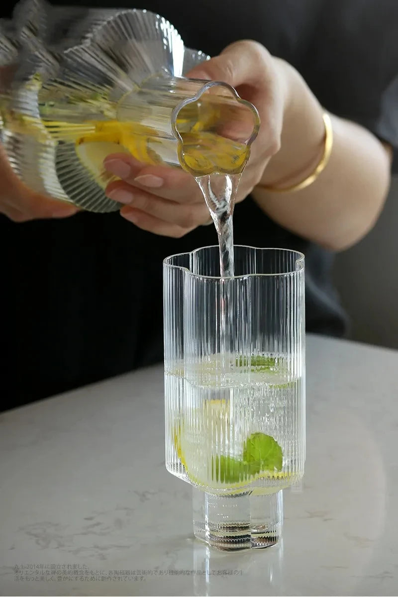 WaveGlass 1300ml Ripple Carafe Set – Elegant Drinkware for Home & Table