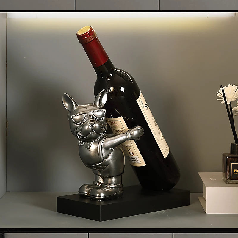 VinoPaws French Bulldog Wine Holder – Nordic Resin Butler Statue