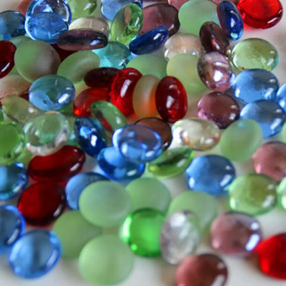 100G Glass Pebbles Beads Stones Fish Aquarium round Beads Colorful Glass Flat Beads Crafts Home Decoration